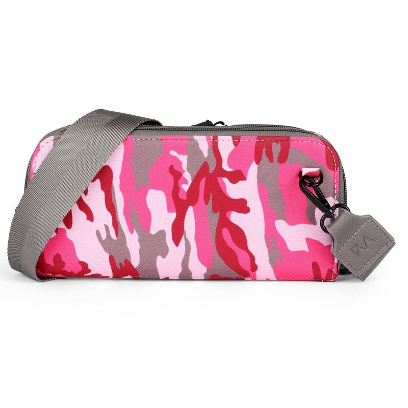 Vitale by Myriad Eros RFID crossbody clutch in pink camo neoprene